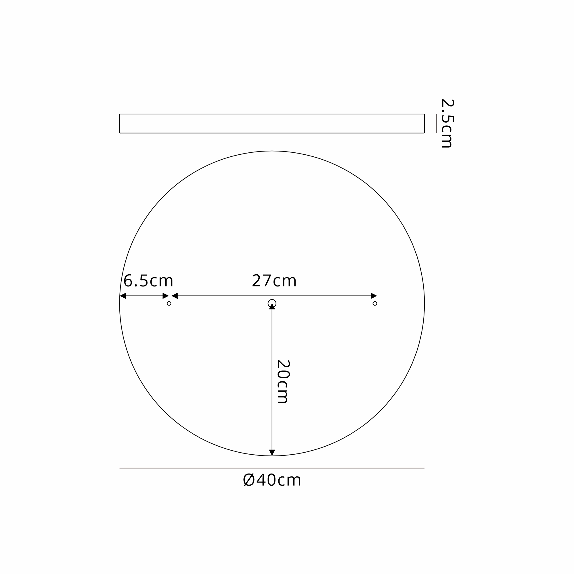 D0830WH/NH  Hayes No Hole 40cm Round Ceiling Plate White